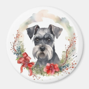 Schnauzer Christmas Wreath Festivals Magnet