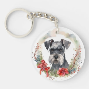 Schnauzer Christmas Wreath Festive Pup