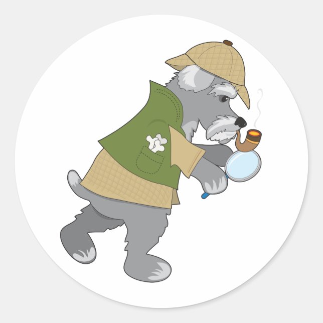 Schnauzer Detective Runder Aufkleber (Vorderseite)