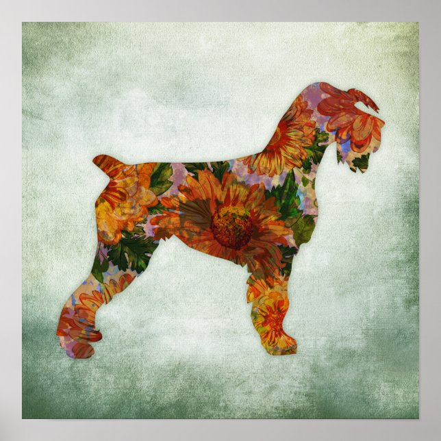 Schnauzer Dog Art Print Floral Poster (Vorne)