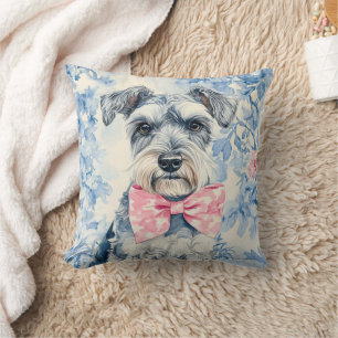 Schnauzer Dog Blue Toile Kissen