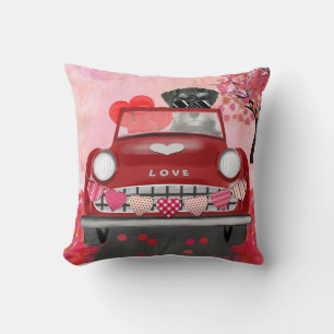 Schnauzer Dog Car mit Herz-Valentine Kissen
