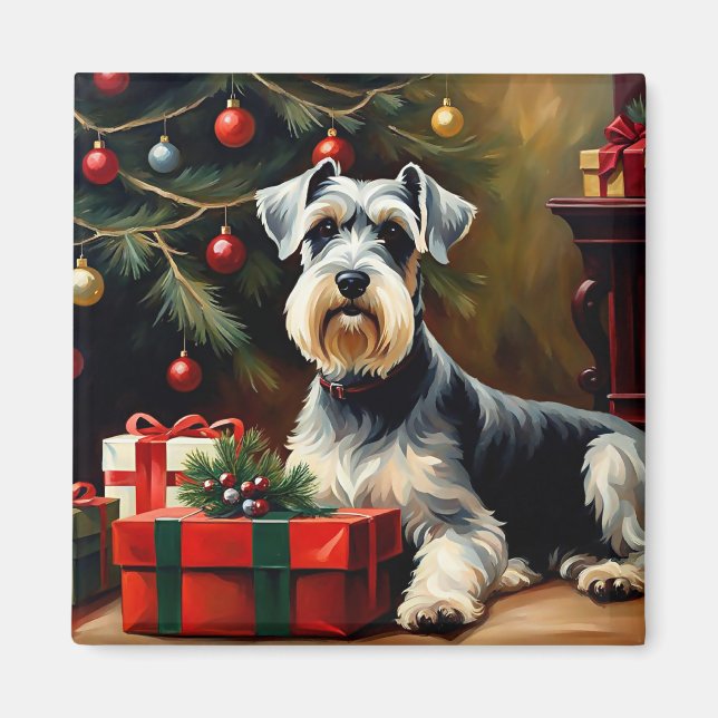 Schnauzer Dog Christmas Magnet (Vorne)