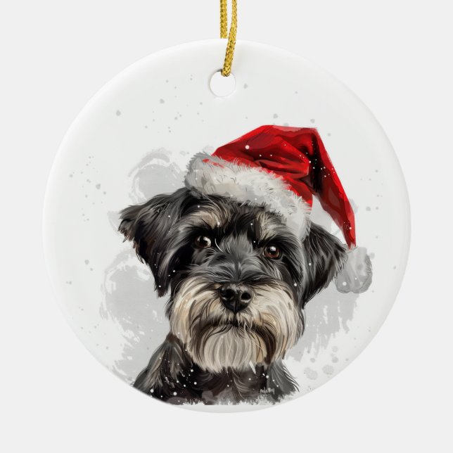 Schnauzer Dog Christmas Personalized Keramik Ornament (Vorne)