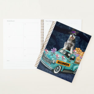 Schnauzer Dog Halloween Lkw Beängstigende Nacht Planer