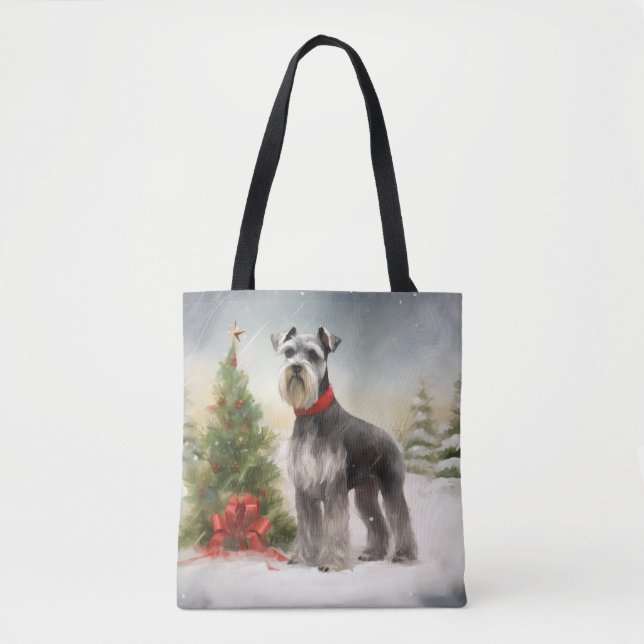 Schnauzer Dog im Schnee Weihnachten Tasche (Vorderseite)