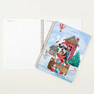 Schnauzer Dog im Schnee Weihnachtshundehaus Planer
