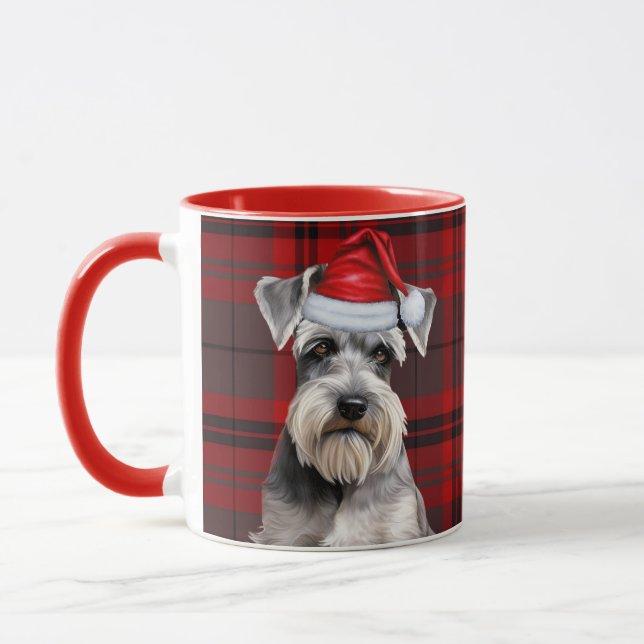Schnauzer Dog Lover Holiday Red Plaid Christmas Tasse (Links)