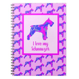 Schnauzer Dog Lover Pink & Blue Silhouette Notizblock