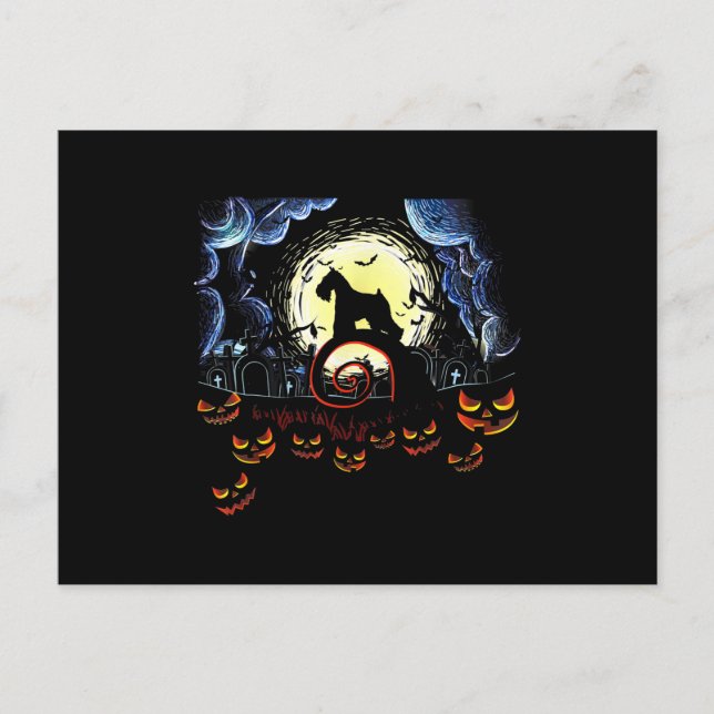 Schnauzer Dog & Moon Funny Halloween Costume gift Ankündigungspostkarte (Vorderseite)