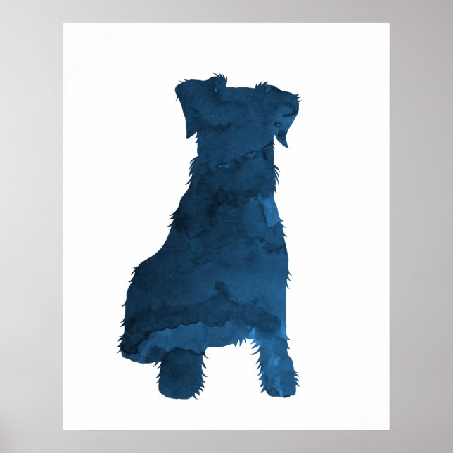 Schnauzer Dog Navy Blue Silhouette Poster (Vorne)
