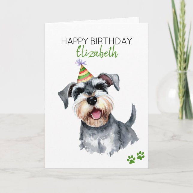Schnauzer Dog Personalisiert Happy Birthday Karte (Vorderseite)
