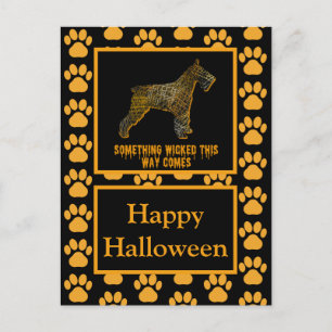 Schnauzer Dog Silhouette Happy Halloween Postkarte