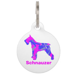 Schnauzer Dog Silhouette Niedlich Pink&Blue White Haustiermarke