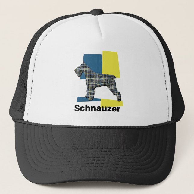 Schnauzer Dog Silhouette TriGrid Truckerkappe (Vorderseite)