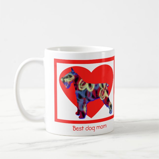 Schnauzer Dog Silhouette Valentinstag Rotes Herz Kaffeetasse (Links)
