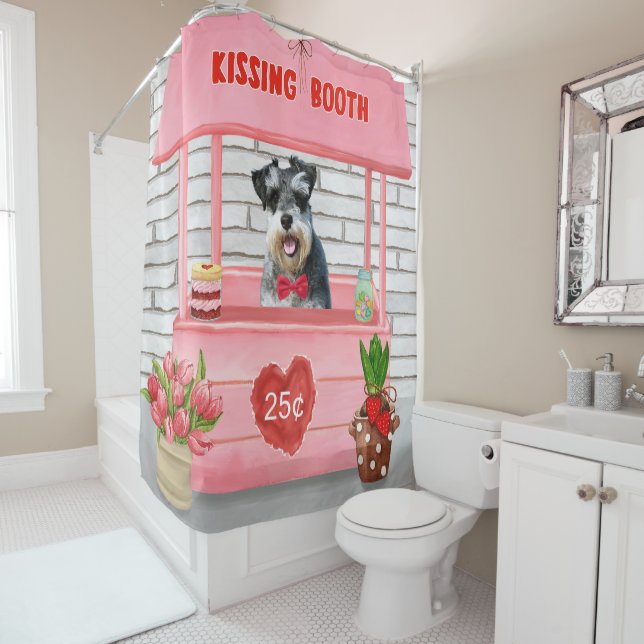 Schnauzer Dog Valentine's Day Kissing Booth Duschvorhang (Beispiel)