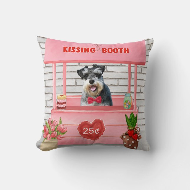 Schnauzer Dog Valentine's Day Kissing Booth Kissen (Vorderseite)