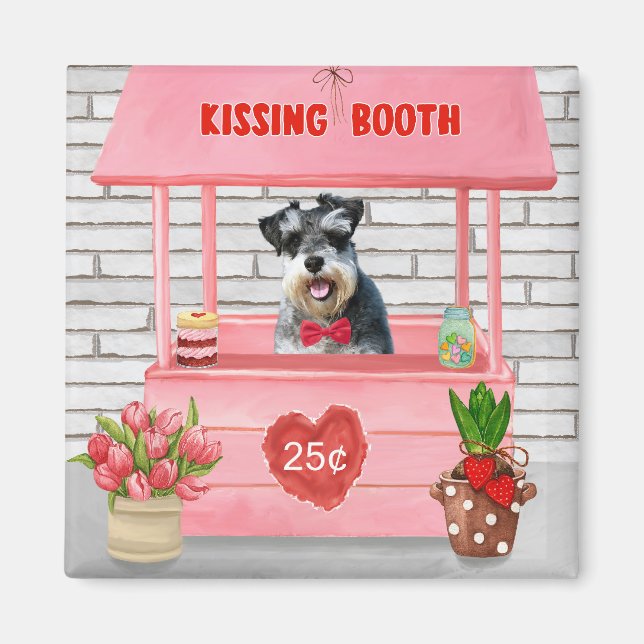 Schnauzer Dog Valentine's Day Kissing Booth Magnet (Vorne)