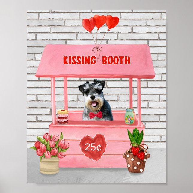 Schnauzer Dog Valentine's Day Kissing Booth Poster (Vorne)