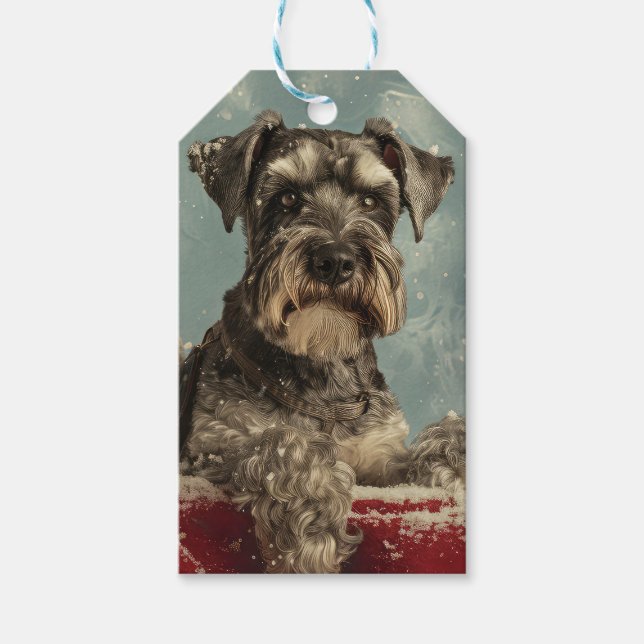 Schnauzer Dog Weihnachtsfest Geschenkanhänger (Vorderseite)
