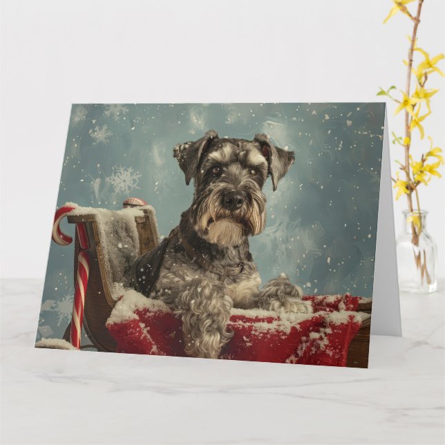 Schnauzer Dog Weihnachtsfest Karte (Gelbe Blume)