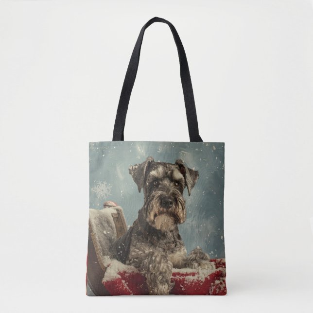 Schnauzer Dog Weihnachtsfest Tasche (Vorderseite)