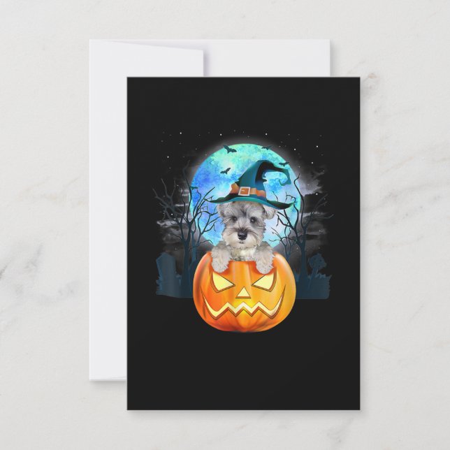 Schnauzer Dog Witch Hat Halloween Pumpkin Gift RSVP Karte (Vorderseite)