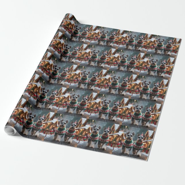 Schnauzer Dogs Christmas Snow Holiday  Geschenkpapier (Ungerollt)