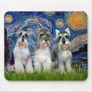 Schnauzer (drei) - Sternennacht Mousepad