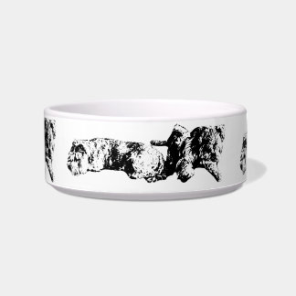 Schnauzer Duo - Stilvolle Graustufen Pet Bowl Napf