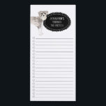 Schnauzer-Einkaufsliste Magnetic Notepad Magnetischer Notizblock<br><div class="desc">Schön,  dass man den Schnauzer Hund mit einem schwarzen Kalkboard-Rahmen personalisiert mit Ihrem Namen holt.</div>