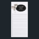 Schnauzer-Einkaufsliste Magnetic Notepad Magnetischer Notizblock<br><div class="desc">Schön,  dass man den Schnauzer Hund mit einem schwarzen Kalkboard-Rahmen personalisiert mit Ihrem Namen holt.</div>
