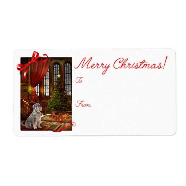 Schnauzer Étiquettes cadeaux de Noël (Devant)