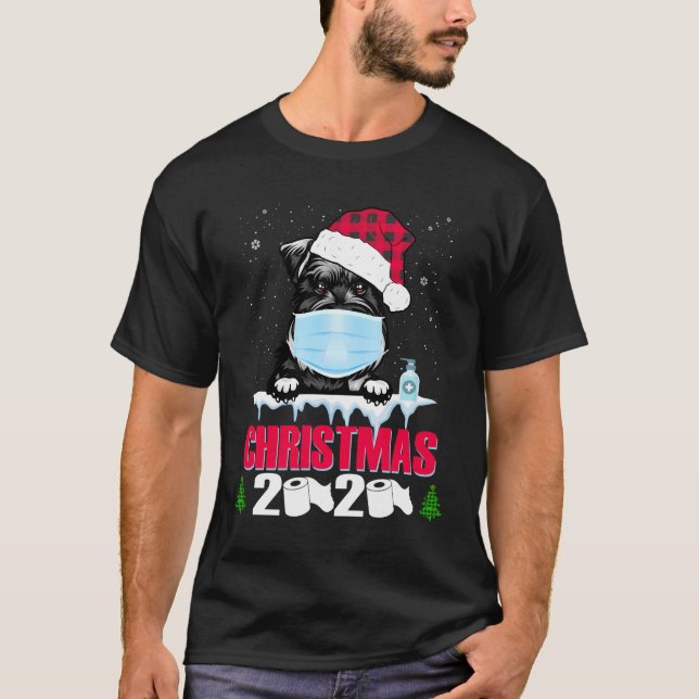 Schnauzer Face Maske Dog Frohe Weihnachten 2020 Fu T-Shirt (Vorderseite)