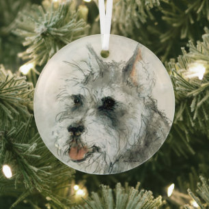 Schnauzer Face von Hevener Ornament Aus Glas