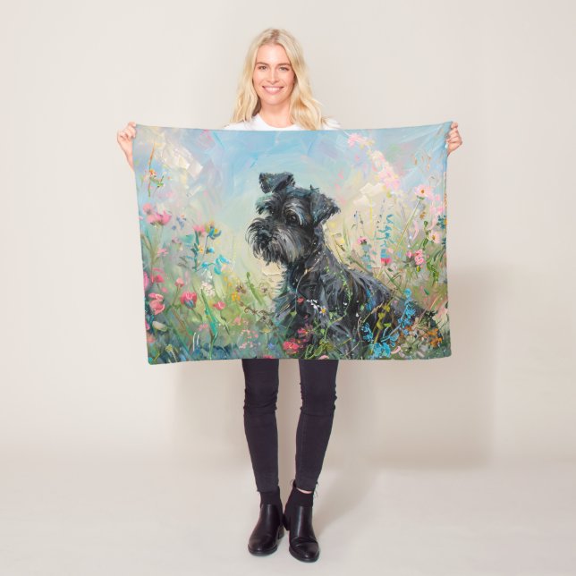 Schnauzer-farbige Wildblumen Fleecedecke (Beispiel)