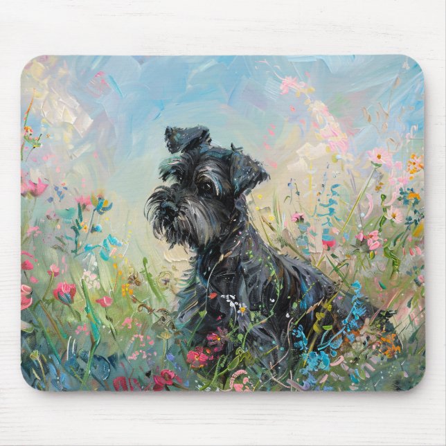 Schnauzer-farbige Wildblumen Mousepad (Vorne)
