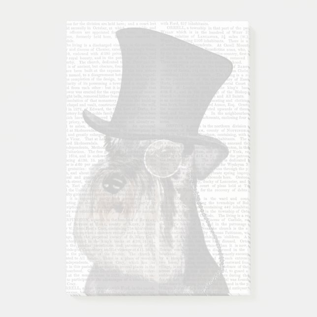 Schnauzer, Festhund und Hut Post-it Klebezettel (Vorderseite)