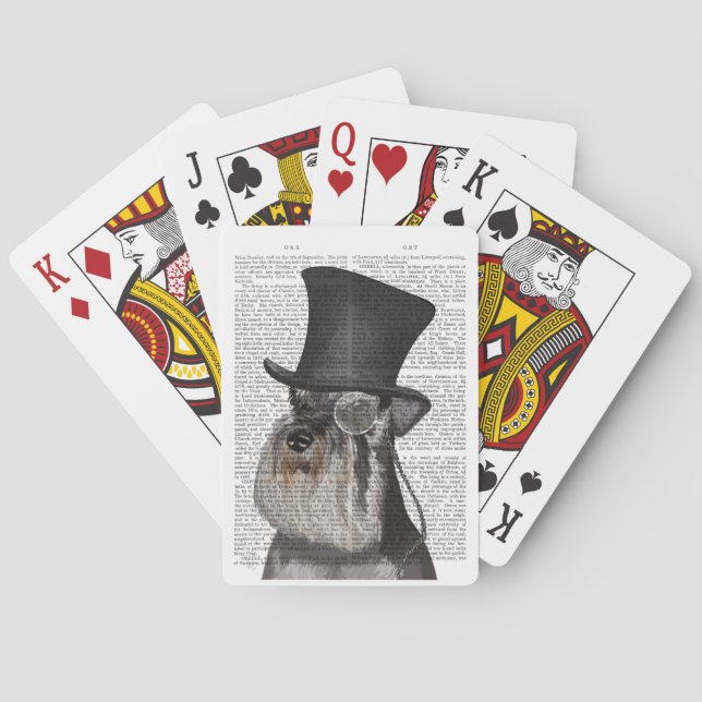 Schnauzer, Festhund und Hut Spielkarten (Rückseite)