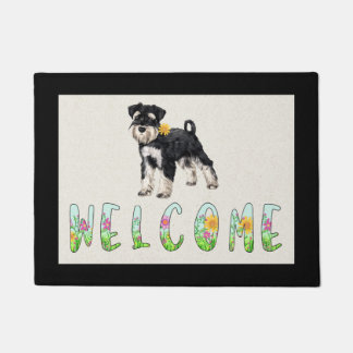 Schnauzer Floral Door Mat Fußmatte