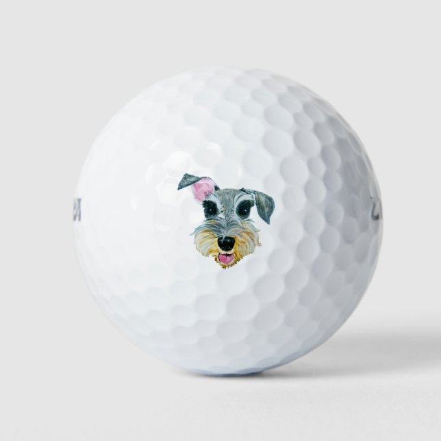 Schnauzer-Gesichtsausdruck Golfball (Vorderseite)