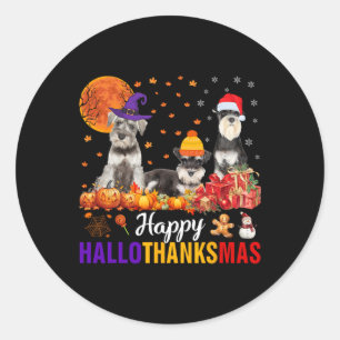 Schnauzer Hallothanksmas Halloween Erntedank Xm Runder Aufkleber