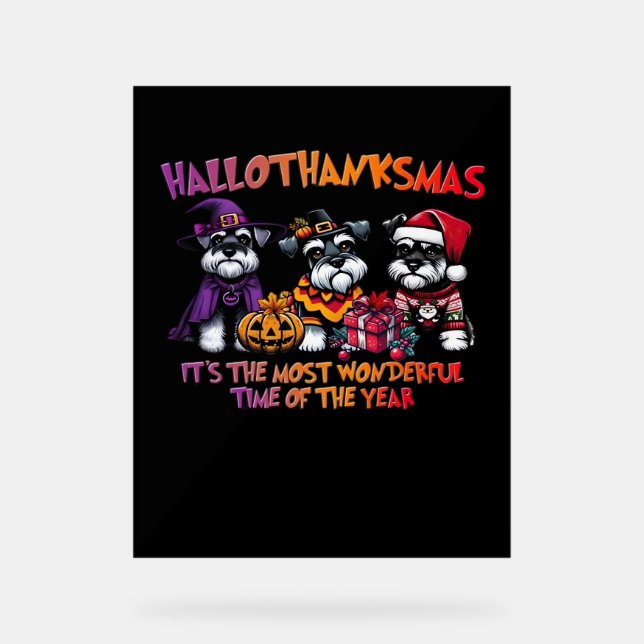 Schnauzer Halloween Erntedank Weihnachtsklassiker Acrylschild (Vorderseite)