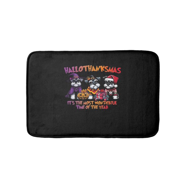 Schnauzer Halloween Erntedank Weihnachtsklassiker Badematte (Vorderseite)