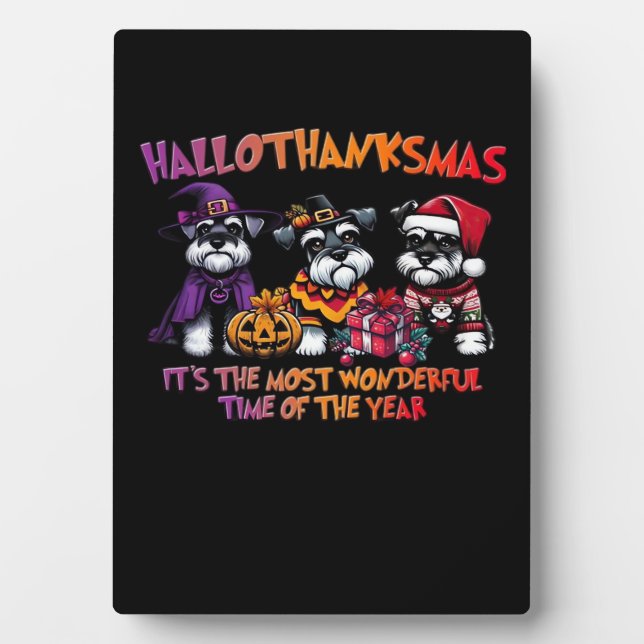Schnauzer Halloween Erntedank Weihnachtsklassiker Fotoplatte (Vorderseite)