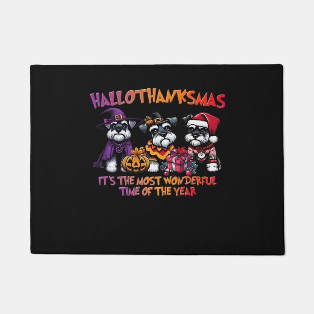 Schnauzer Halloween Erntedank Weihnachtsklassiker Fußmatte (Vorderseite)