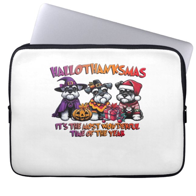 Schnauzer Halloween Erntedank Weihnachtsklassiker Laptopschutzhülle (Vorderseite)