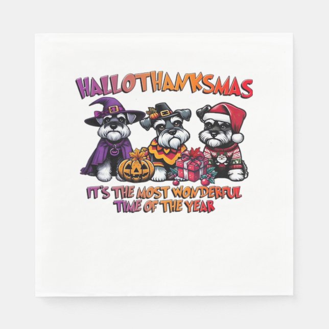 Schnauzer Halloween Erntedank Weihnachtsklassiker Serviette (Vorderseite)