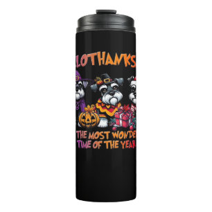 Schnauzer Halloween Erntedank Weihnachtsklassiker Thermosbecher